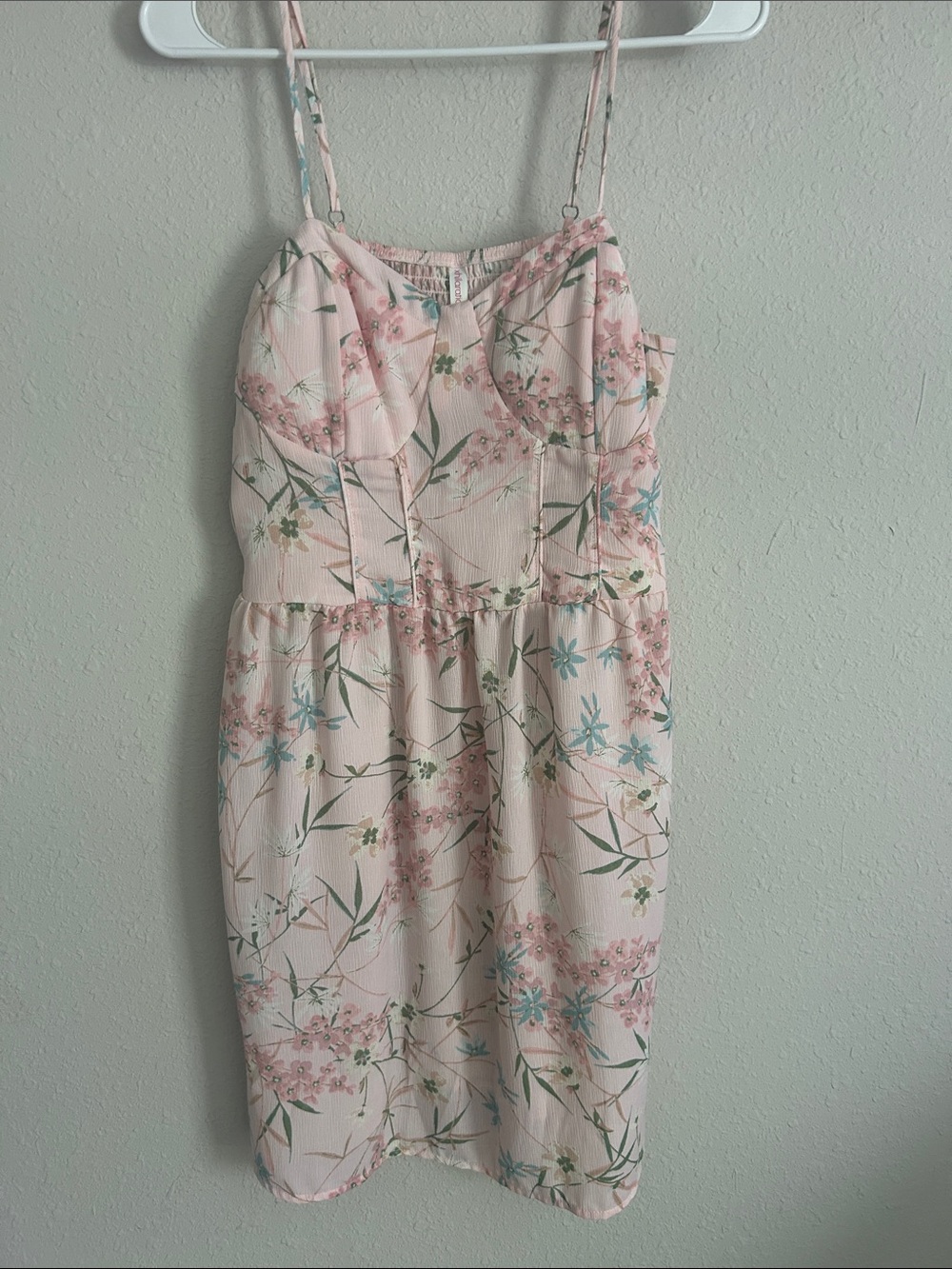 Xhilaration Pink Floral Spaghetti Strap Mini Dress